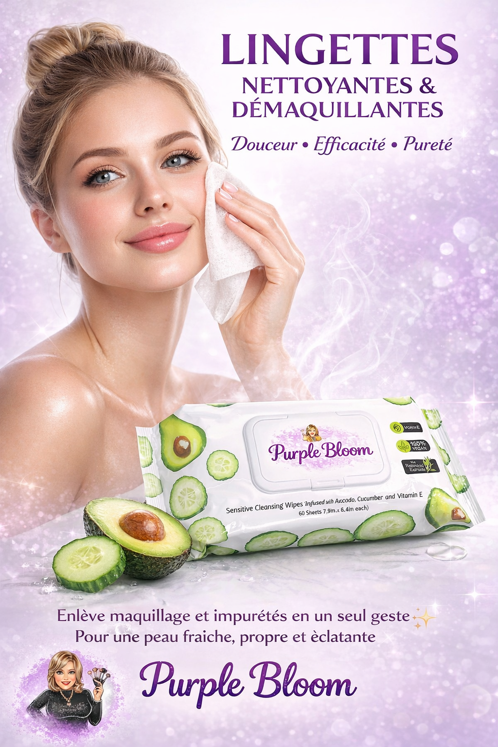 Lingettes démaquillantes concombres et avocats